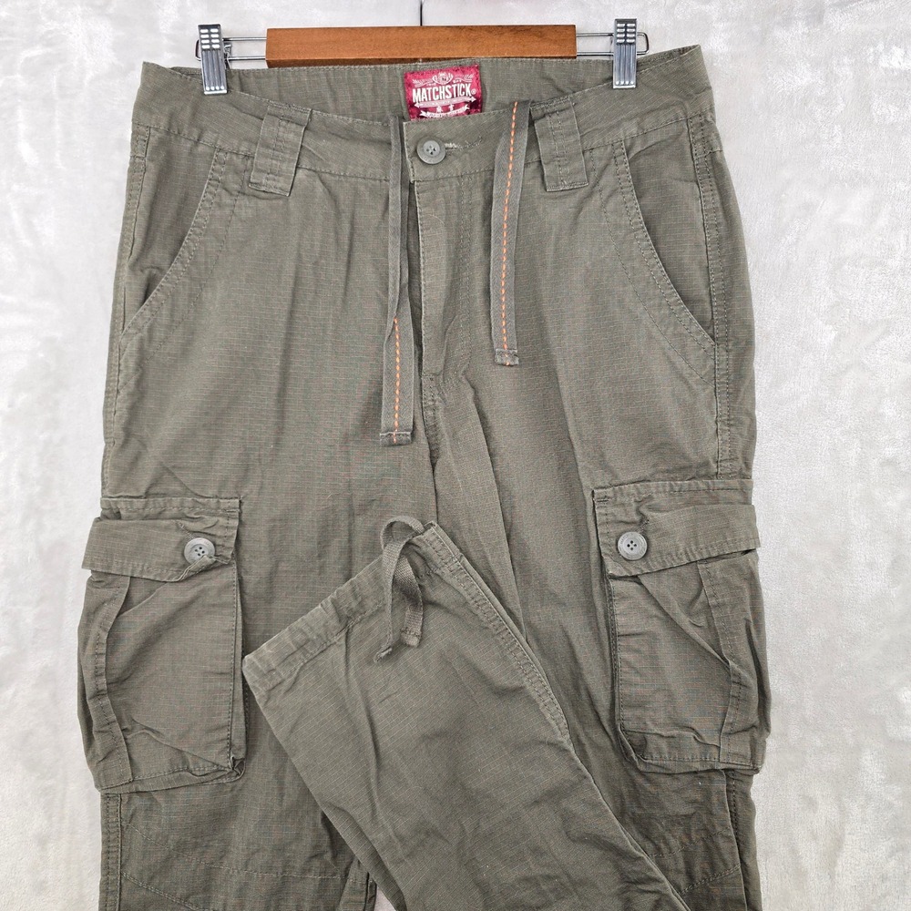Matchstick Cargo Pants Mens 32 Olive Green Ripstop Tactical Multi-Pocket Utility